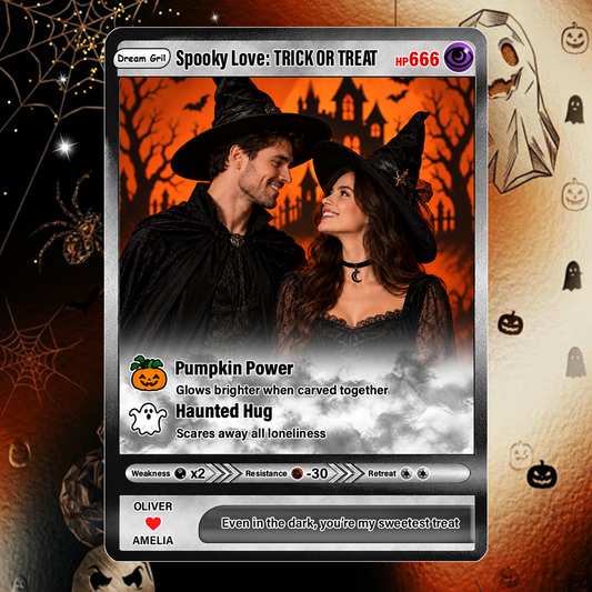 Halloween Custom Pokémon Cards with Animated Photo, Personalized Pokemon Cards, Customizable Gifts for Lovers, Husband and Wife - CPC-hlw-05