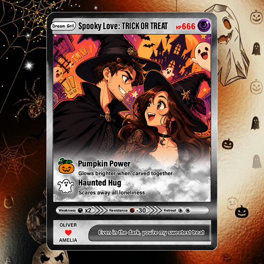 Halloween Custom Pokémon Cards with Animated Photo, Personalized Pokemon Cards, Customizable Gifts for Lovers, Husband and Wife - CPC-hlw-05