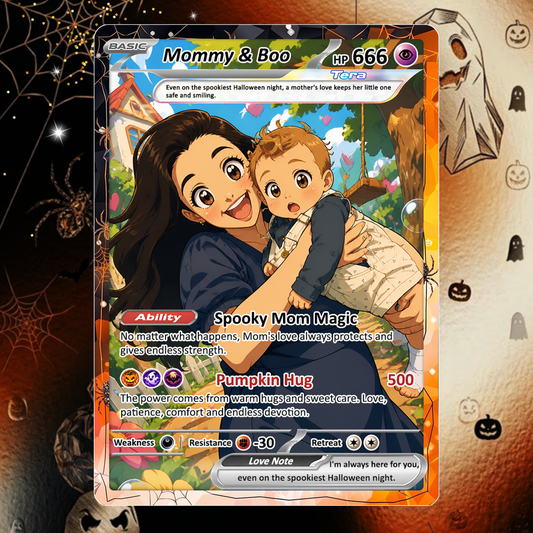 Custom Pokémon Card for Girlfriend & Wife, Halloween Anime Transformation Metal Card, Personalized Romantic Gift for Her, Custom Halloween Gift from Husband & Boyfriend - CPC-hlw-07