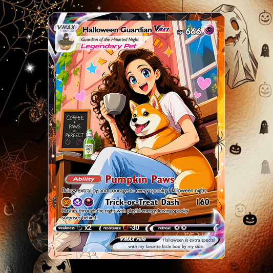 Halloween Custom Pokémon Cards with Animated Photo, Personalized Pokemon Cards, Unique Gift for Pet Lovers, Pet Dad, Pet Mom, Dog Dad & Dog Mom - CPC-hlw-06