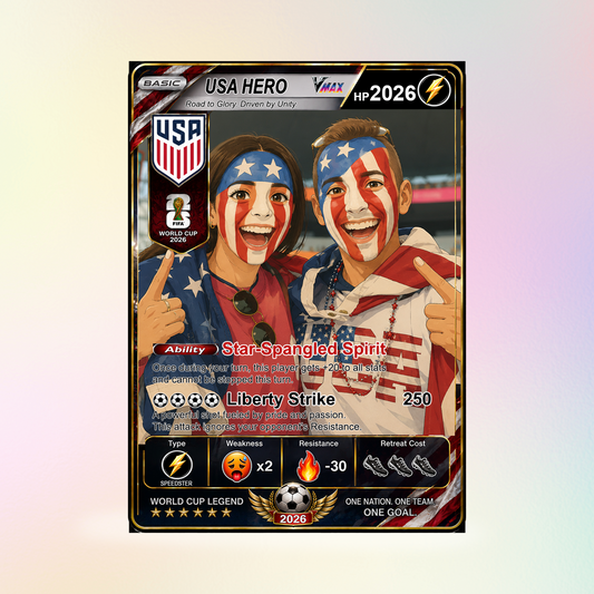 Custom World Cup 2026 Soccer Card, Personalized Football Trading Card, Pokémon-Style Fan Card with Photo, Unique Gift for Soccer Fans - CPC-WC-USA