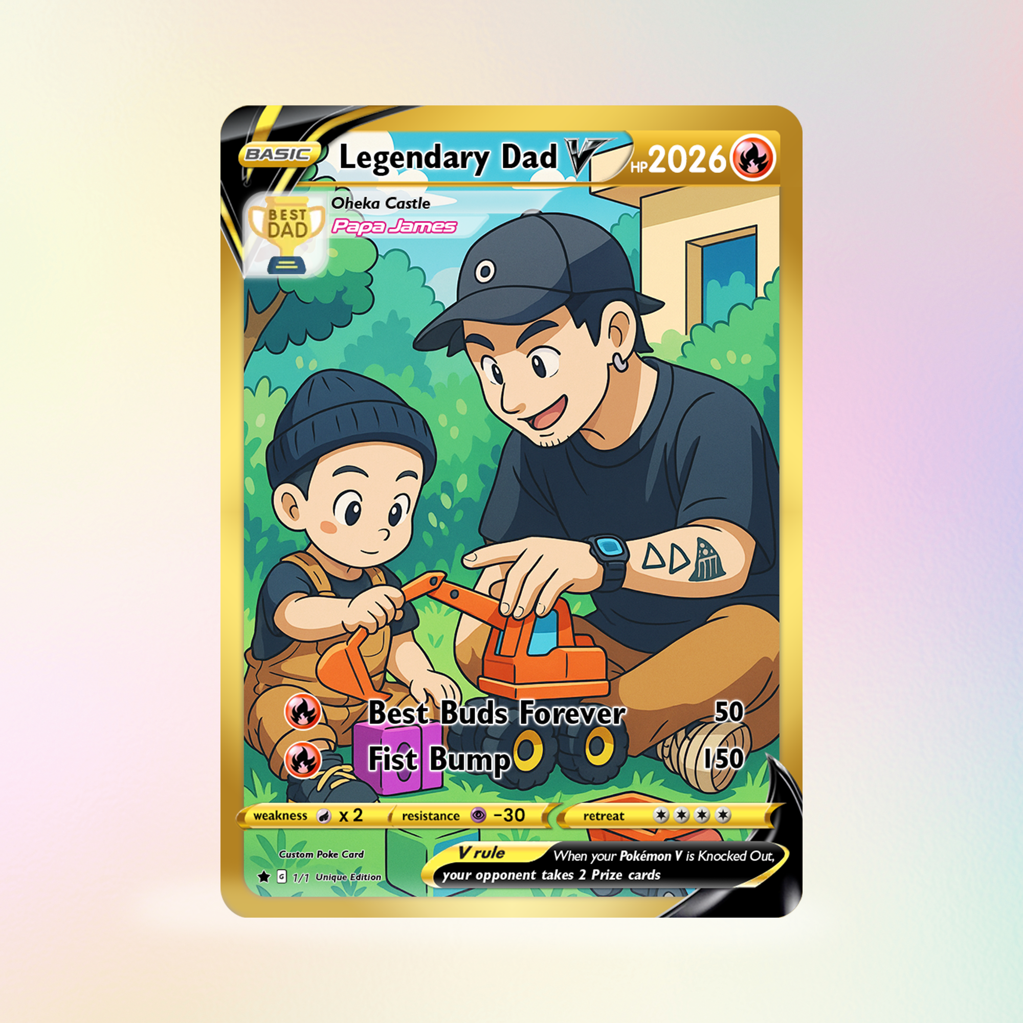 your dad pokemon card Best Ever Card, Custom Pokemon or any Pokémon fan Satya, Aetherflux Genius | Pikachu Character Birthday Style:SV #019/198