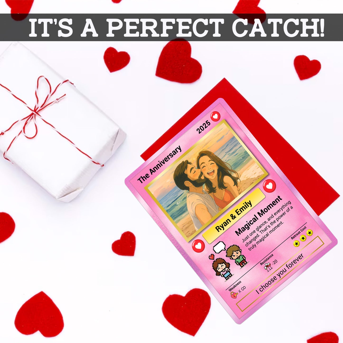 Custom Poke Card for Couple - Anime-Inspired Ghibli Aesthetic Pocket Monster Gift - Customizable Trading Cards - CPC-19