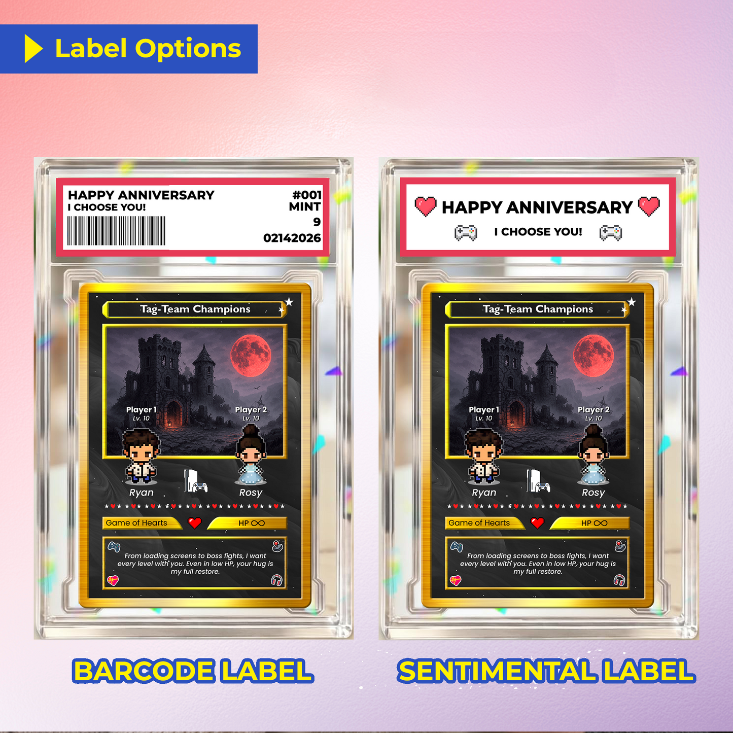 80s Pixel Characters Custom Pokemon Card - Personalized Poke Card by Art Characters - Customizable Gift for Him & Her - CPC-42.B