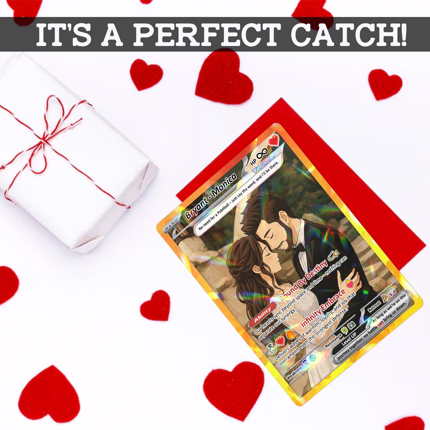 Custom Poke Card for Couple - Anime-Inspired Ghibli Aesthetic Pocket Monster Gift - Holographic Effect Available - CPC-20