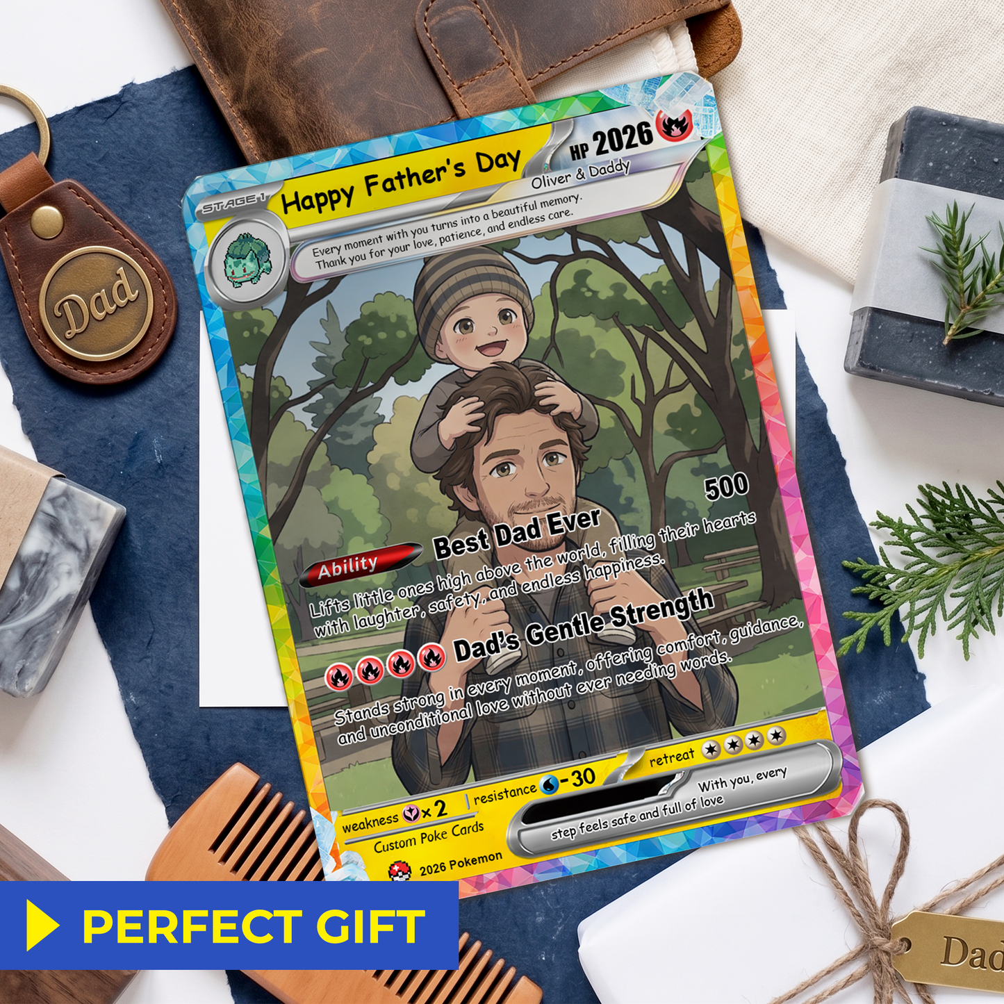 2026 Father's Day Custom Pokemon Card - Anime-Inspired Personalized Pokemon Card for Dad - Perfect Gift for Dad - CPC-107.A