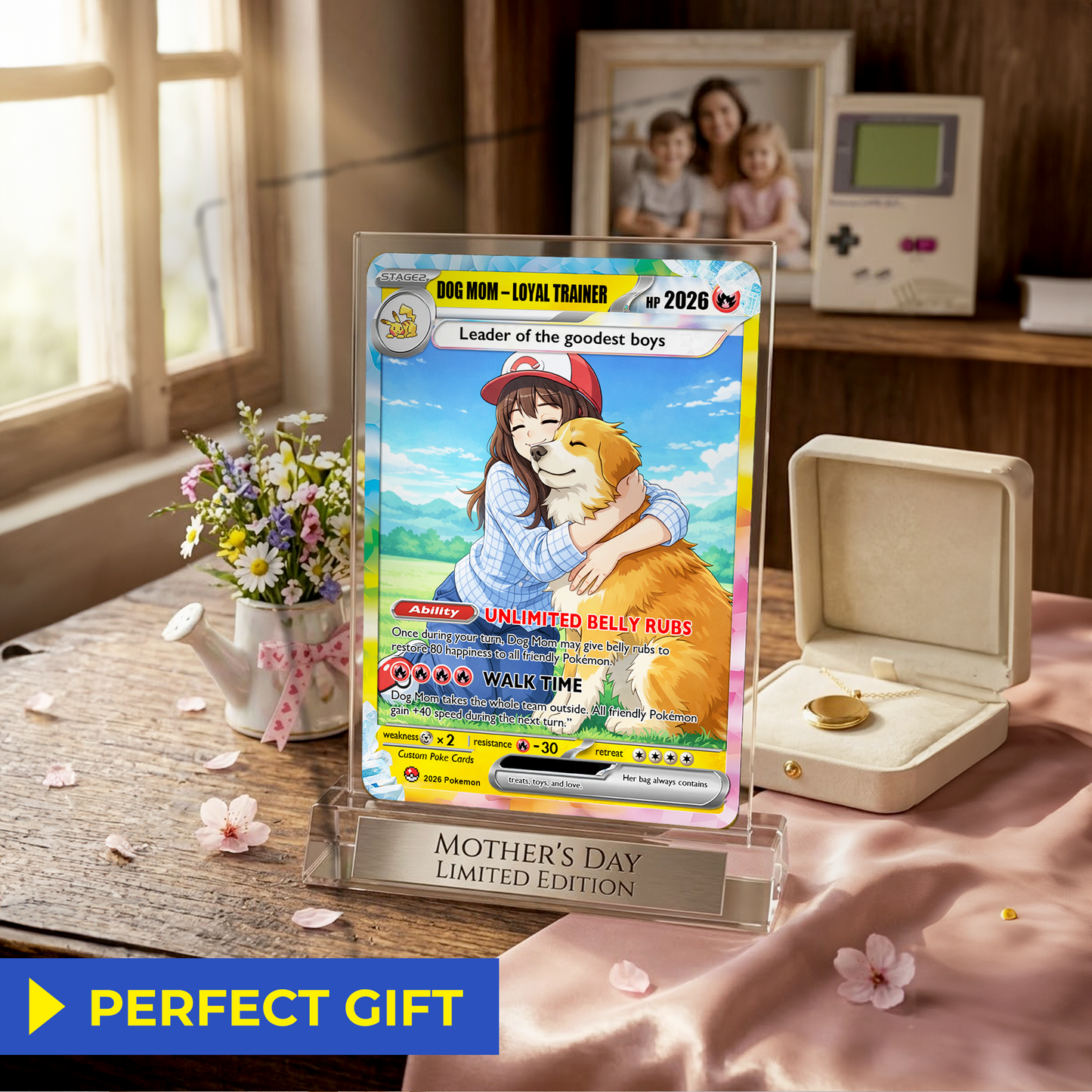 Mother’s Day Gift 2026 | Custom Dog Mom Pokémon Card – Personalized Gift for Dog Lovers | Custom Pet Mom Anime Card - CPC-77.B