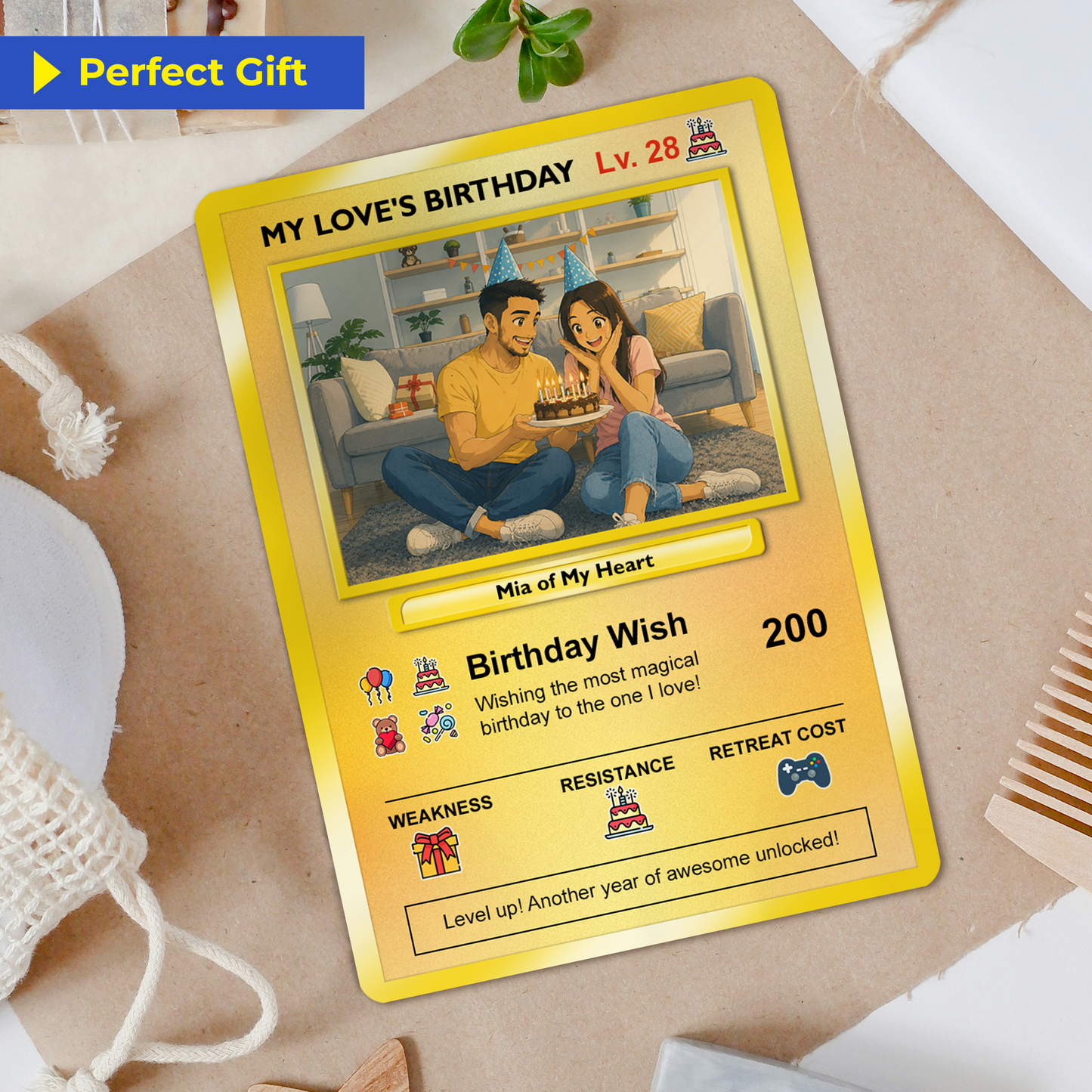 Birthday Custom Pokémon Card for Couples, Pixel Characters Personalized Pokémon Card, Customizable Pokémon Cards for Birthday - CPC-14.A