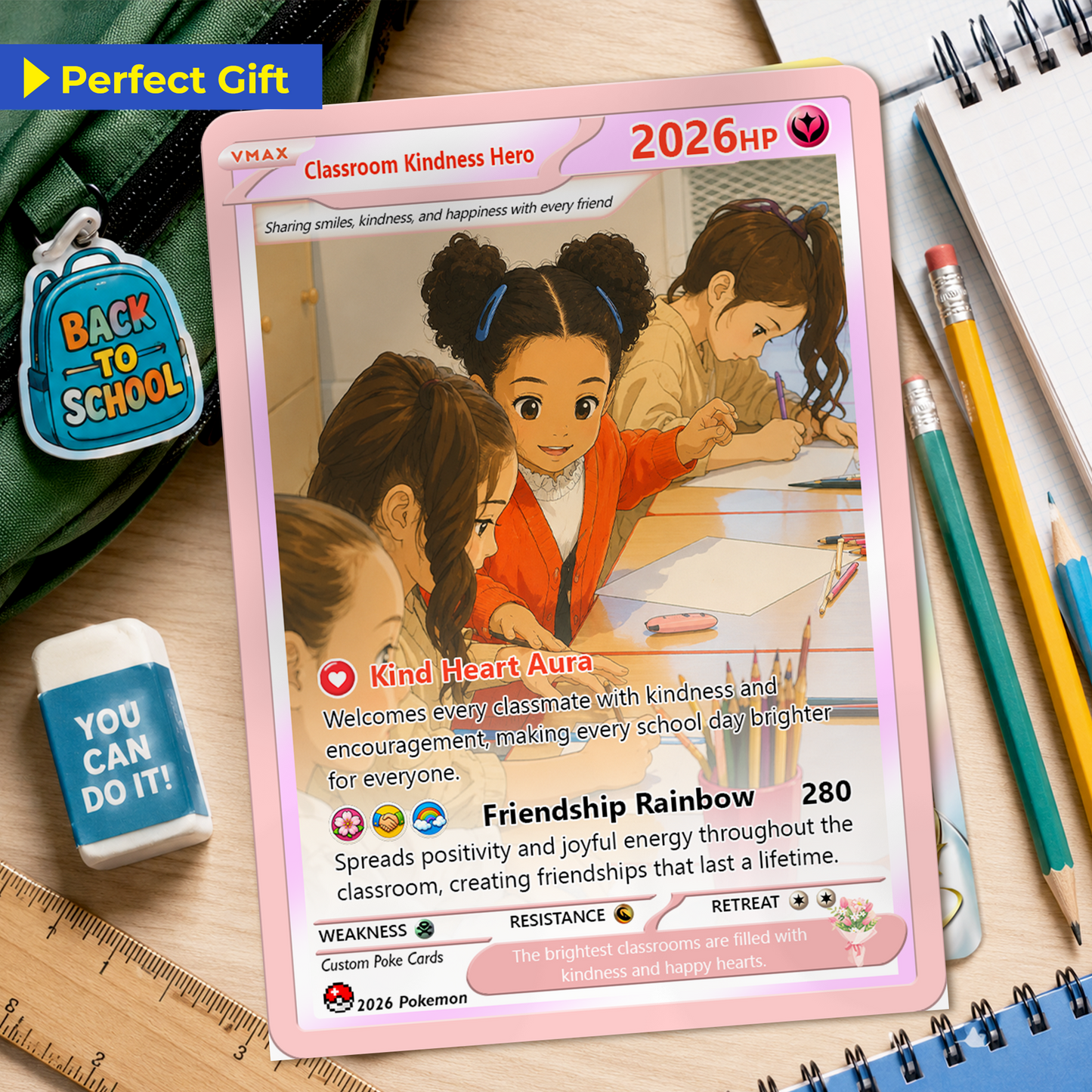 First Grade Custom Pokémon Card, First Day of School Personalized Pokémon Card, Customizable Animated Gift from Parents for Kids - Kindergarten Graduation Gift - CPC-BTS-14