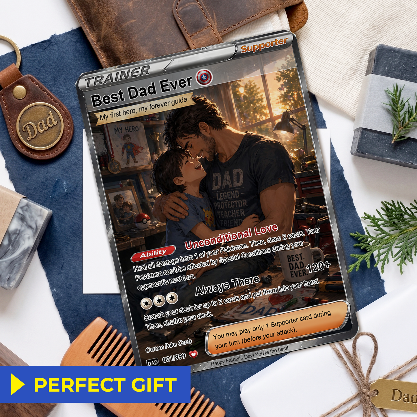 Happy Father's Day Custom Pokemon Card - Anime-Inspired Personalized Pokemon Card for Dad - Perfect Gift for Dad - CPC-106