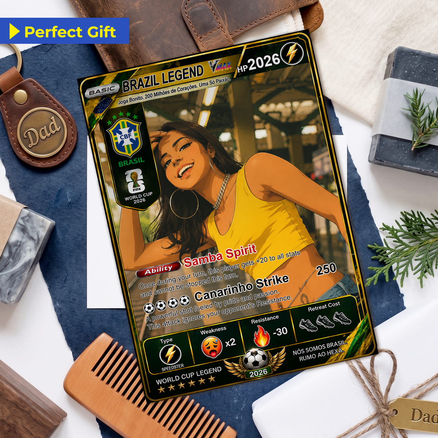 Personalized World Cup 2026 Soccer Card, Custom Football Trading Card, Pokémon-Style Fan Card with Photo, Unique Gift for Soccer Fans - CPC-WC-BRA