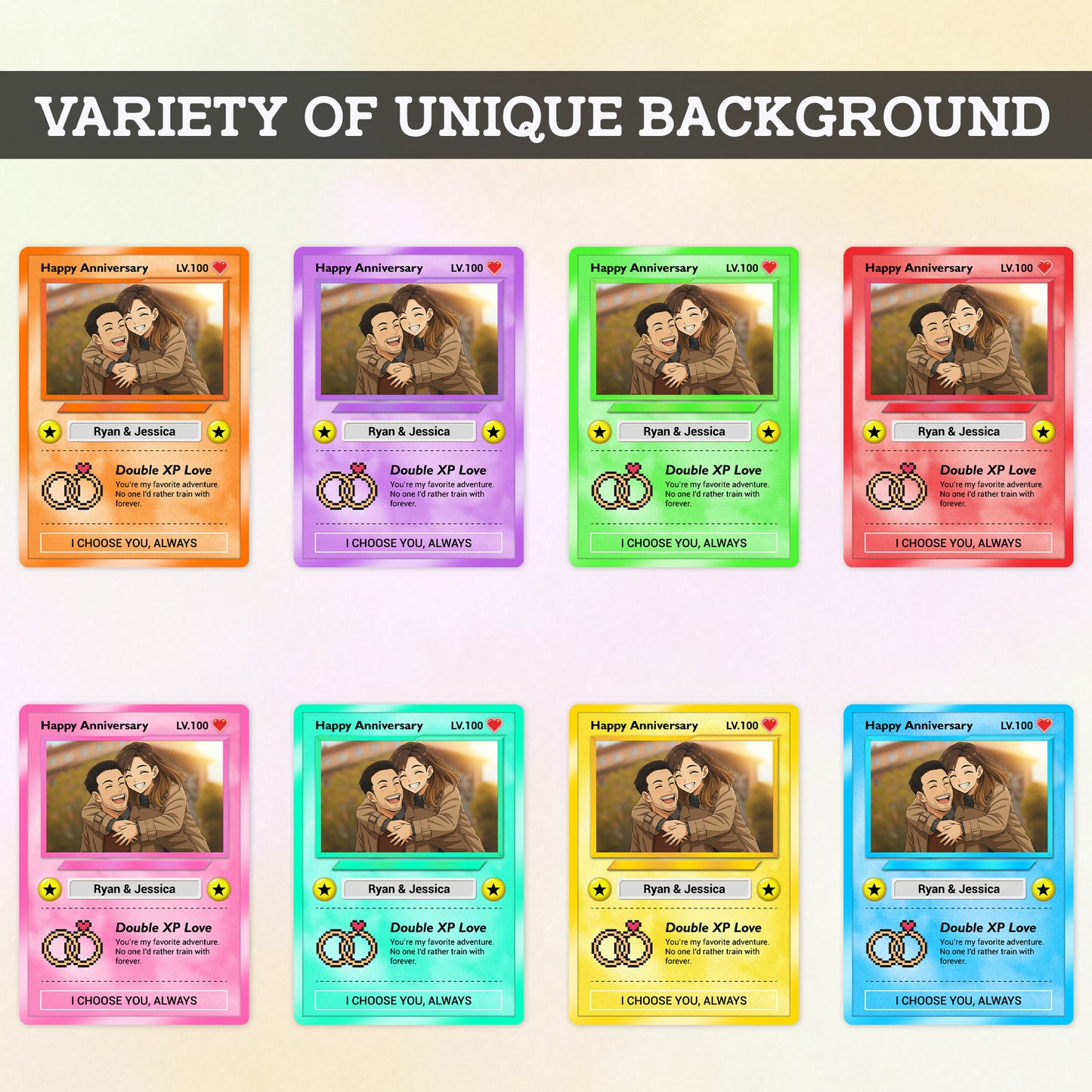 Custom Pokémon Cards for Couples, Change Photo to Anime Styles - CPC-02