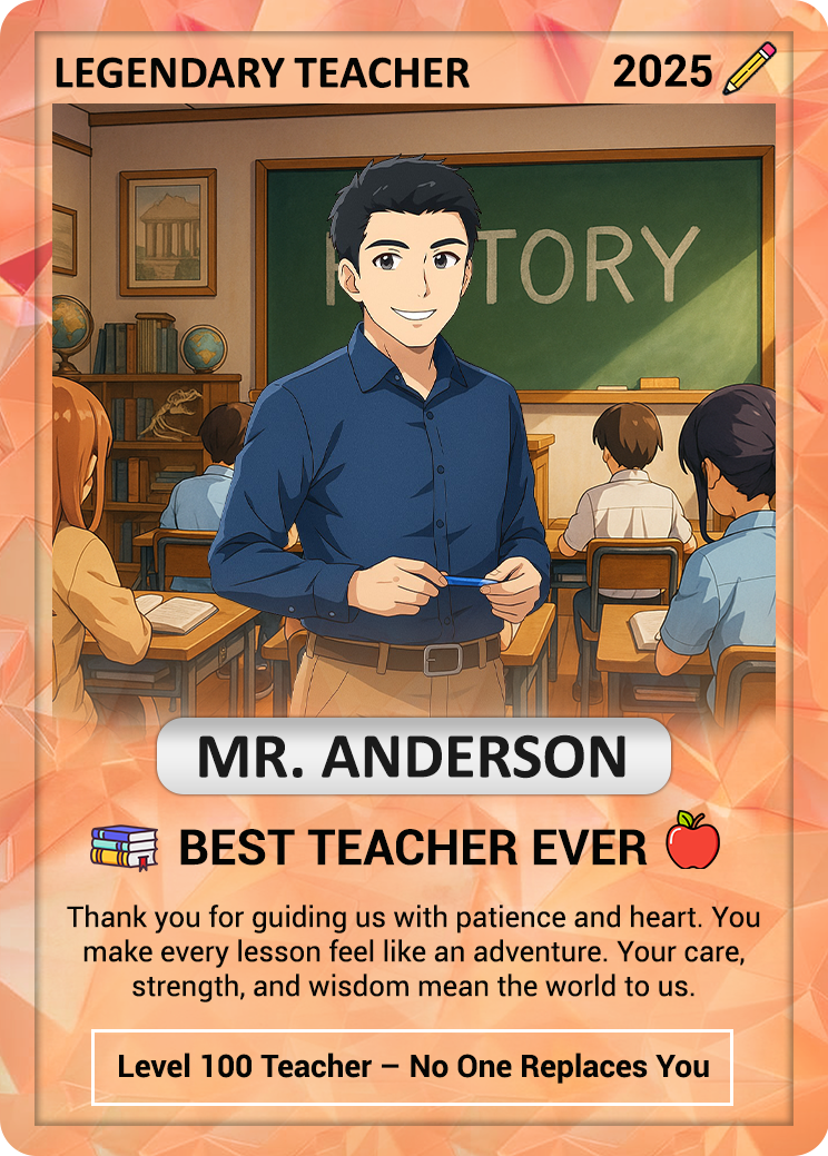 Custom Pokemon Cards Teacher Appreciation, Change Your Photo to Ghibli Style, Thank You Teacher Gift, Personalized Pokemon Cards - CPC-63
