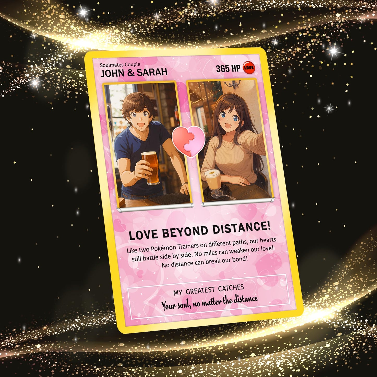 Custom Pokemon Card Keepsake for Love Beyond Distance - Best Anime-Inspired Couple Anime Style Gifts for Long-Distance Lovers - CPC-33