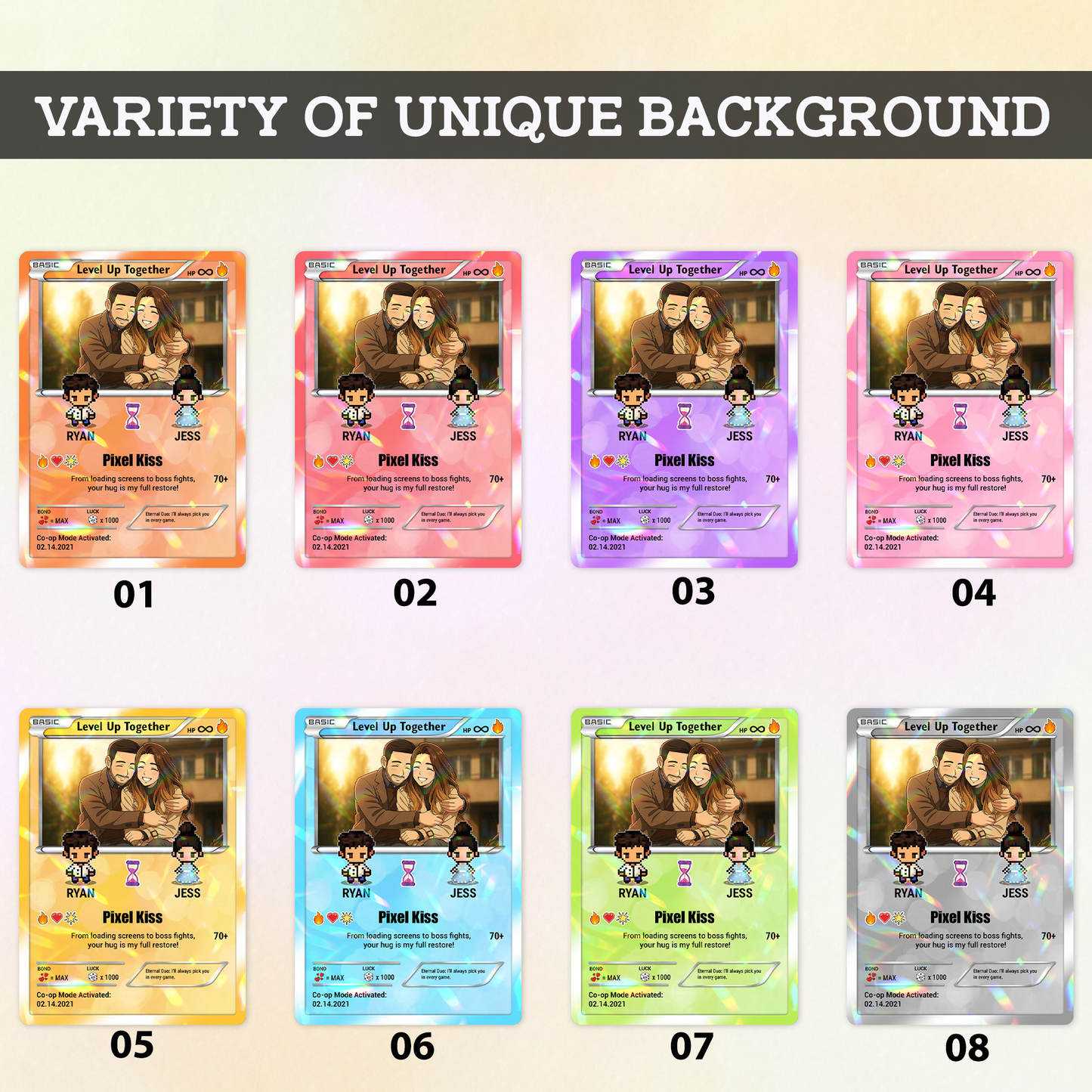 Pixel Characters & Anime Transformation Custom Pokemon Card - Personalized Poke Card for Couples - CPC-51