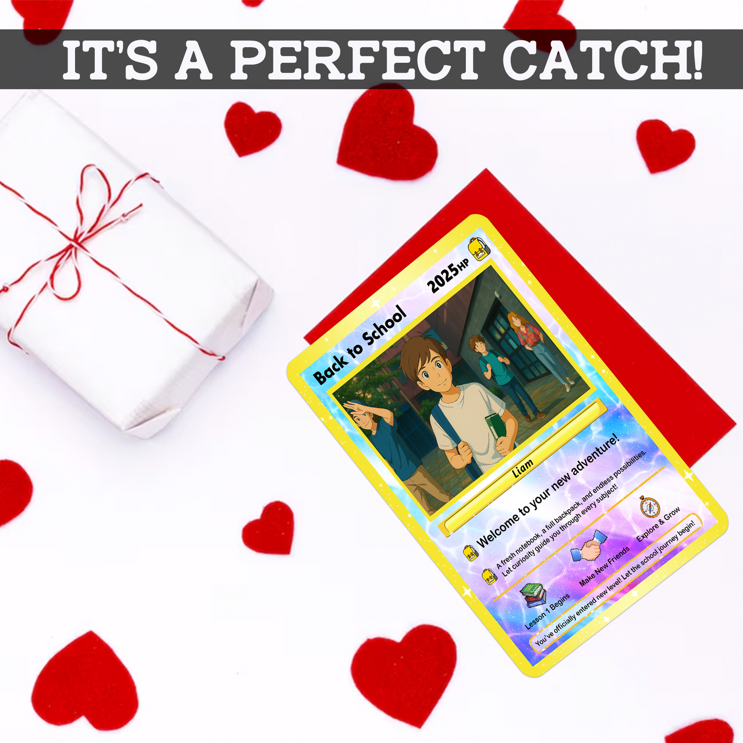 Back to School Custom Pokemon Card with Anime Style Transformation, Personalized Pokemon Card for First Day of School, Gift for Students, Son, Daughter - CPC-71