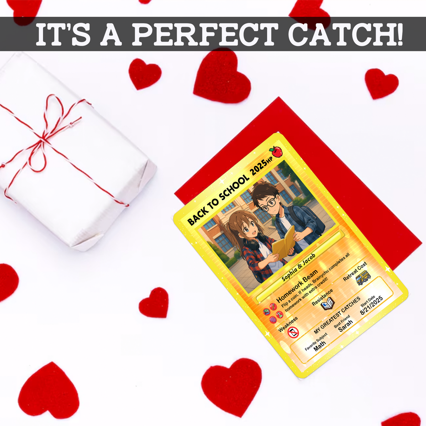 Anime Style Back to School Custom Pokemon Cards, Personalized Pokemon Card for First Day of School, Gift for Students, Son, Daughter - CPC-68