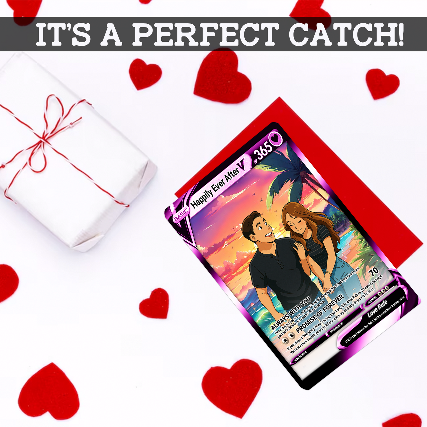 Custom Pokemon Card for Couple - Personalized Anime-Inspired Pokemon Card - Holographic Effect Available - CPC-46