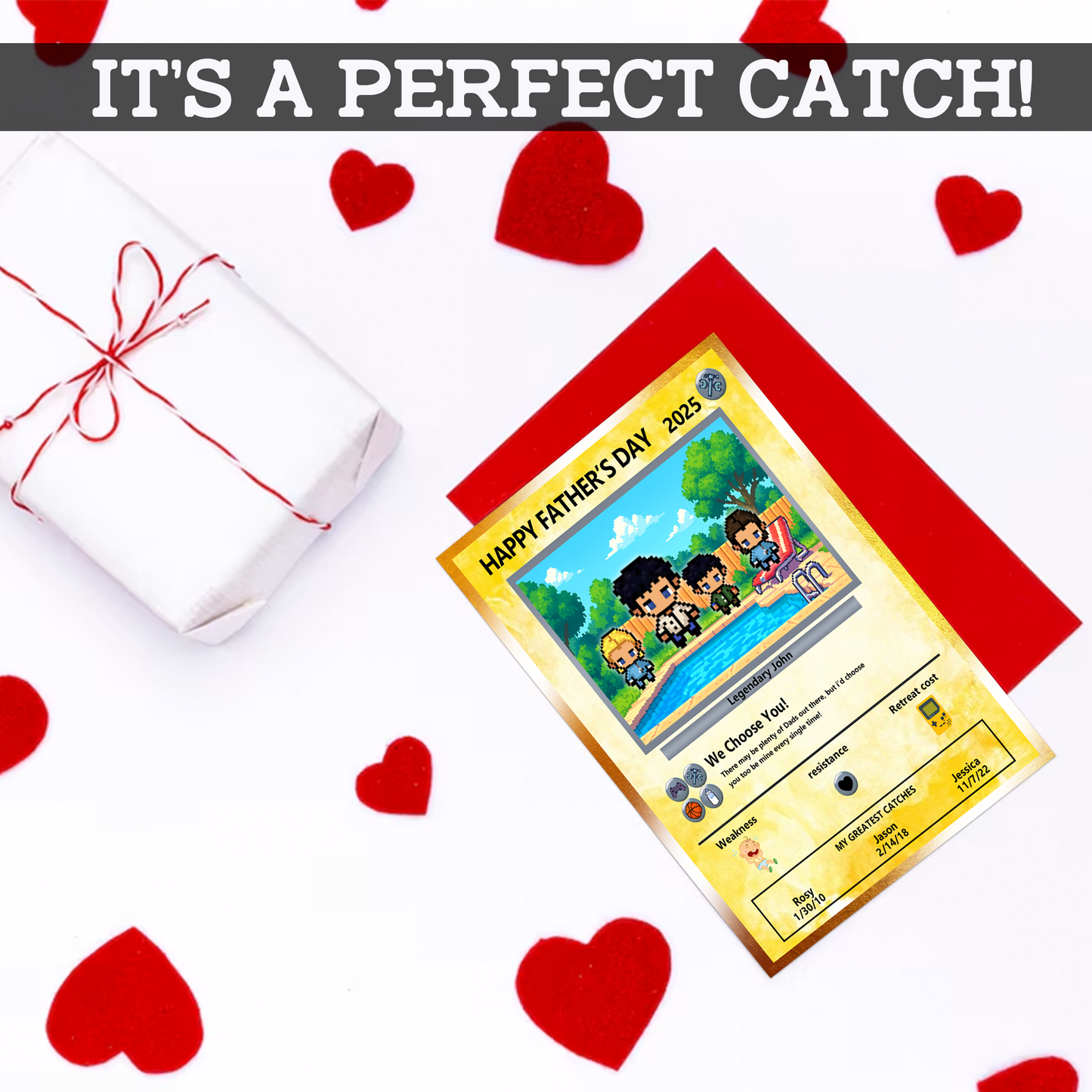 Father's Day Custom Pokemon Card by Pixel Characters - Anime-Inspired Personalized Pokemon Card for Dad - Customizable Trading Cards with Photo - CPC-38