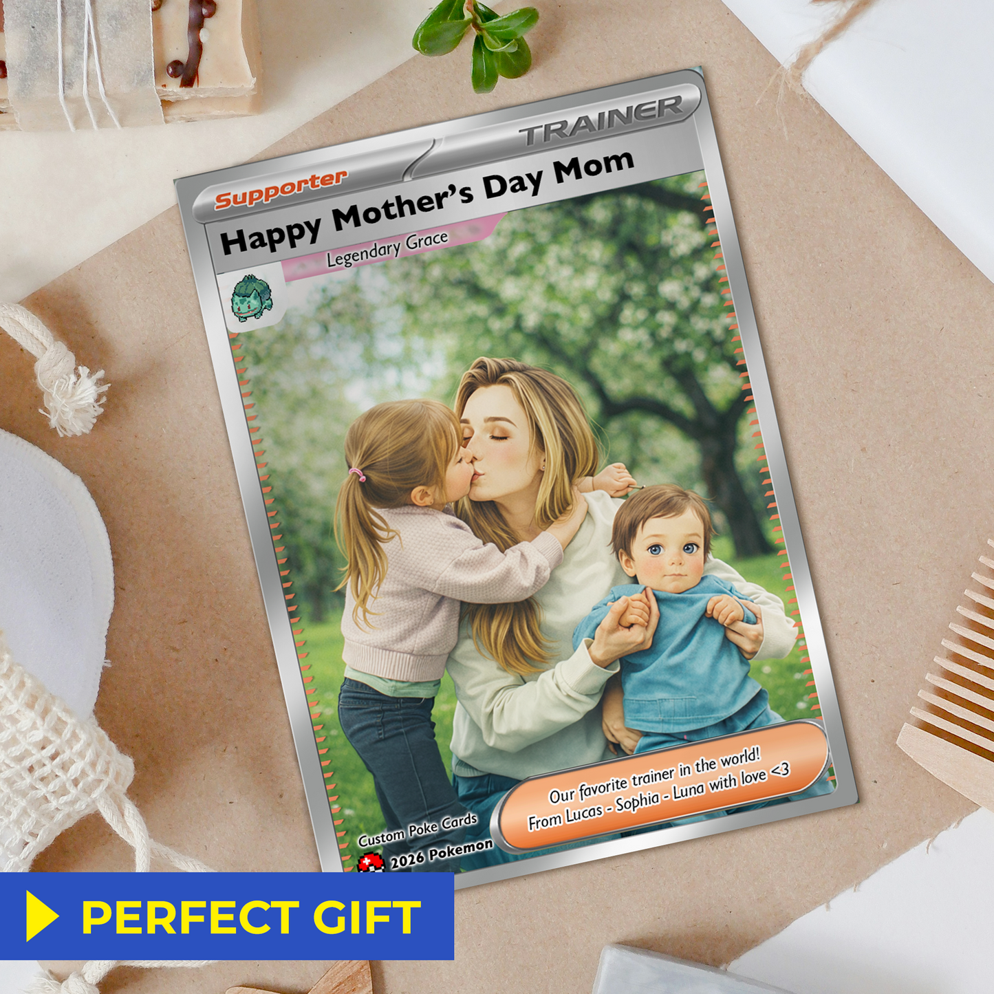 Happy Mother’s Day Trainer Mom - Personalized Pokemon Card - Custom Pokémon Card for Mom - Funny Gift from Supporters: Husband, Son & Daughter - CPC-78.B