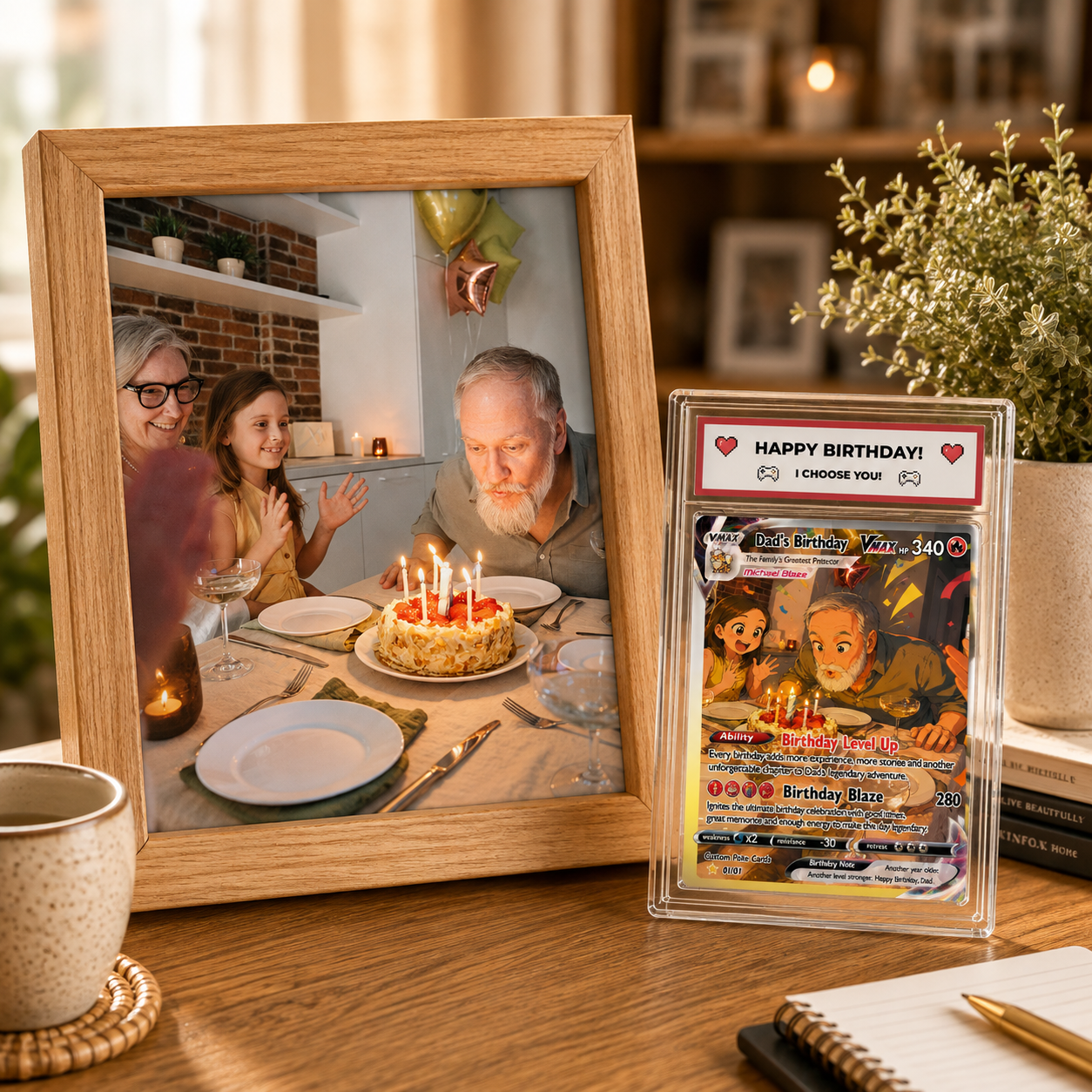 Happy Birthday Custom Pokémon Card for Dad - Personalized Pokémon Card by Animated Photo - Customizable Pokémon Gift from Kids, Wife for Dad & Husband - CPC-DOB-05