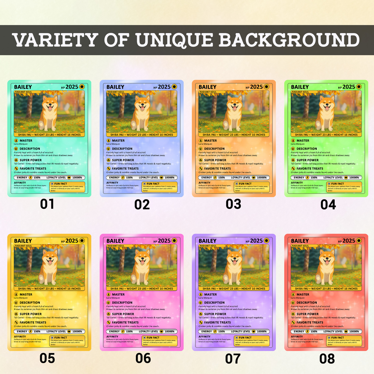 Deep Customizable Pokémon Card for Pet Lovers, Personalized Pokémon Card with Pet Photo for Dog Mom Cat Mom Dog Dad Cat Dad - CPC-09