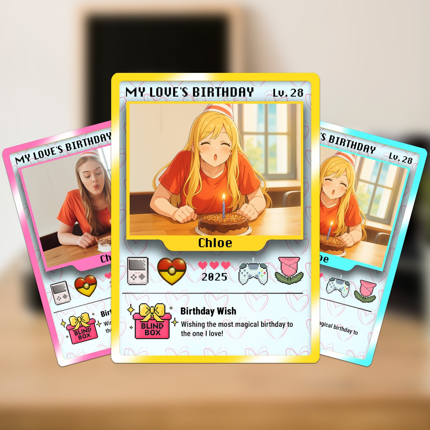 Birthday Custom Pokemon Card for Couples, Anime Transformation Personalized Pokemon Card, Customizable Pokemon Cards for Birthday - CPC-12
