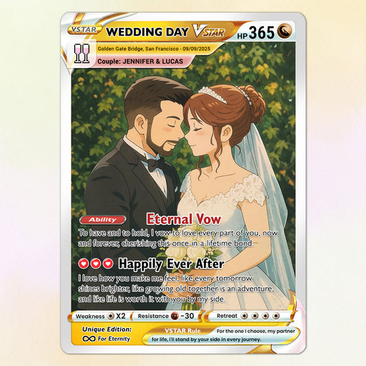 Personalized Pokemon Card for Couples with Ghibli Style - Custom Couple Pokemon Card for Him Her - Deep Custom Names Date Location - CPC-34