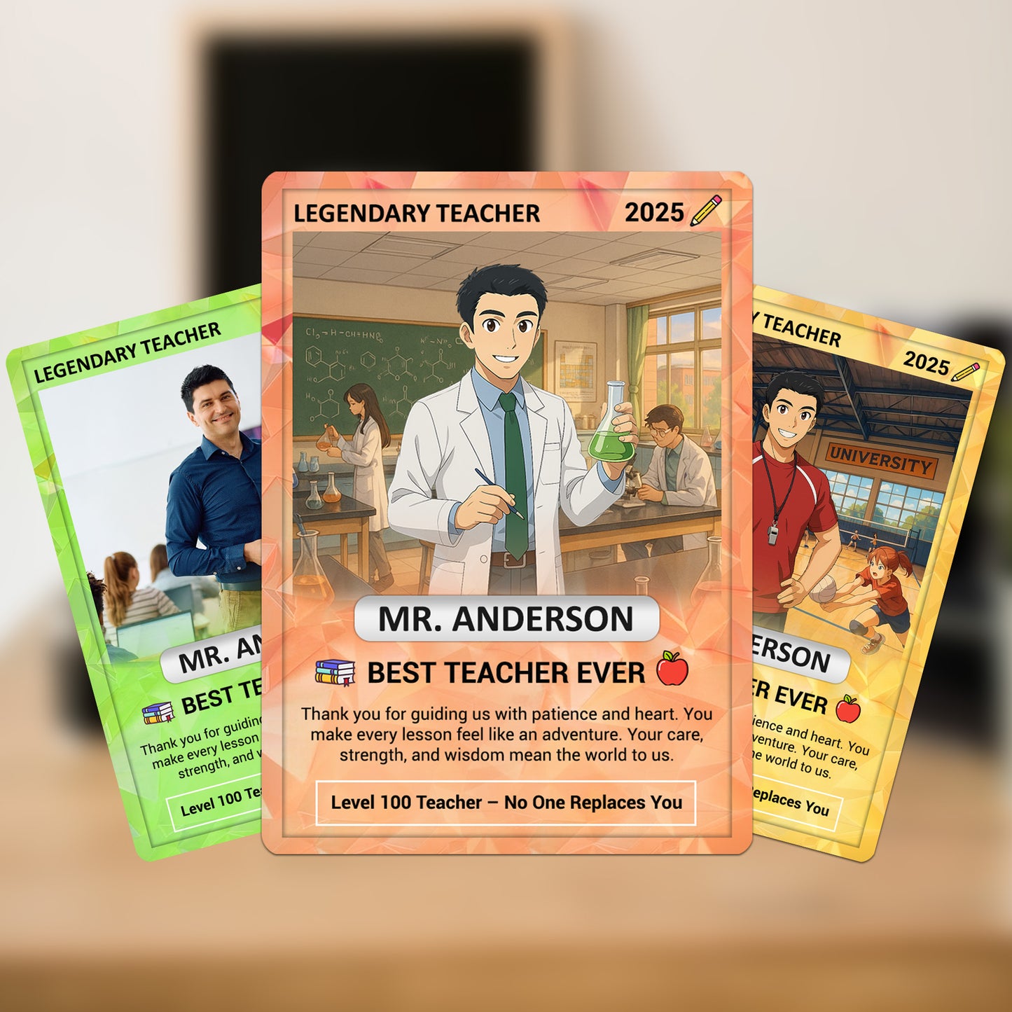 Custom Pokemon Cards Teacher Appreciation, Change Your Photo to Ghibli Style, Thank You Teacher Gift, Personalized Pokemon Cards - CPC-63