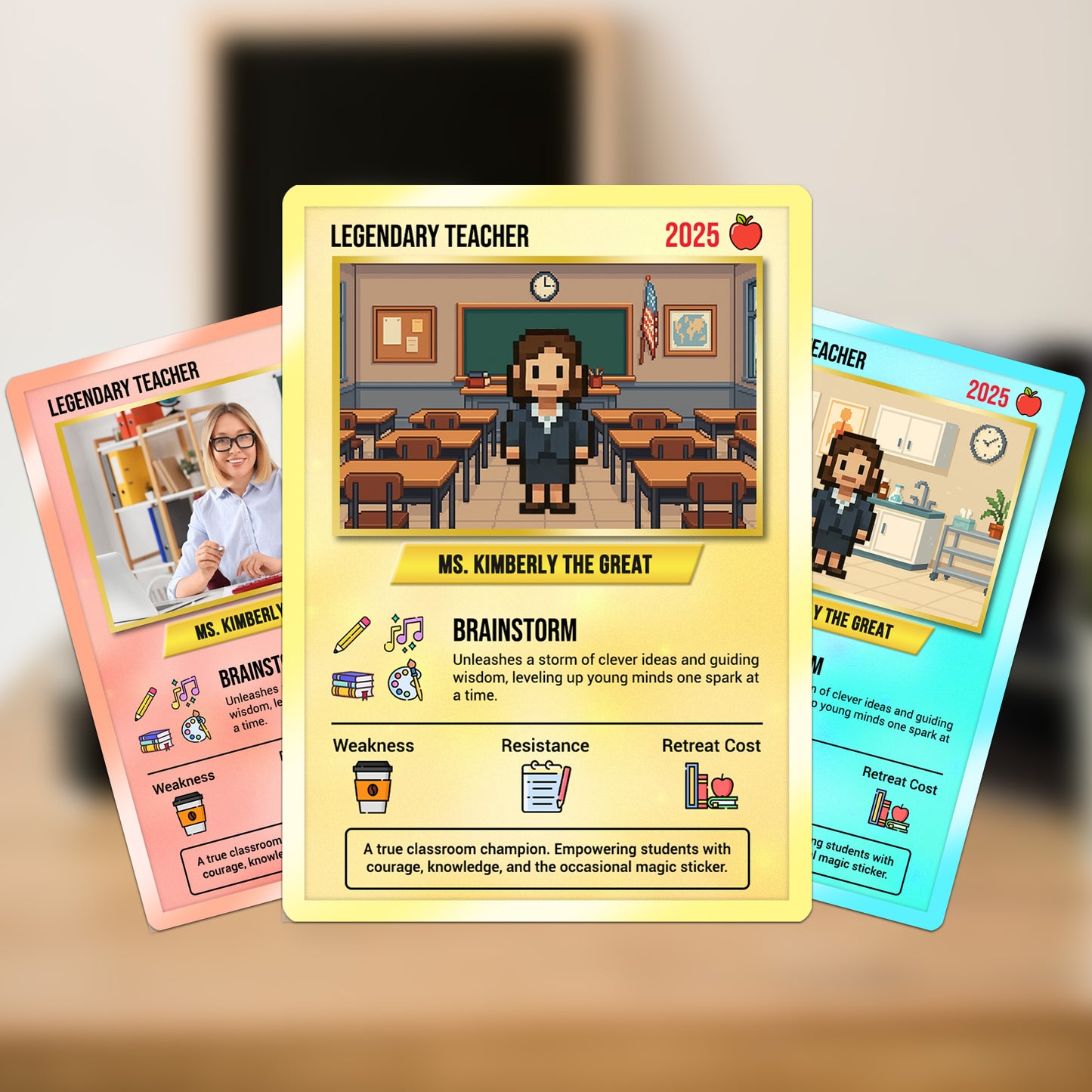 Custom Pokemon Cards Teacher Appreciation with Art Characters, Change Your Photo to Ghibli Style, Thank You Teacher Gift, Personalized Pokemon Cards - CPC-66