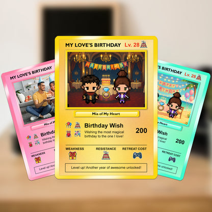 Birthday Custom Pokémon Card for Couples, Pixel Characters & Photo Upload Personalized Pokemon Card, Customizable Pokemon Cards for Birthday - CPC-14