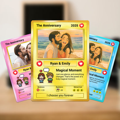 Custom Poke Card for Couple - Anime-Inspired Ghibli Aesthetic Pocket Monster Gift - Customizable Trading Cards - CPC-19