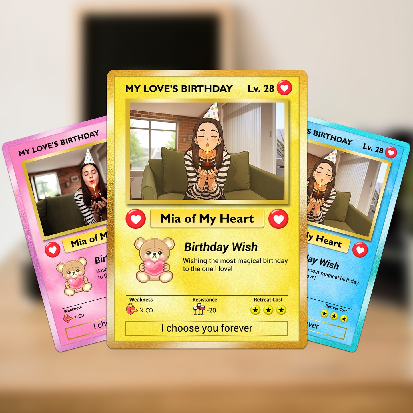 Anime Transformation Personalized Pokemon Card, Birthday Custom Pokemon Card for Couples, Customizable Pokemon Cards for Birthday - CPC-44