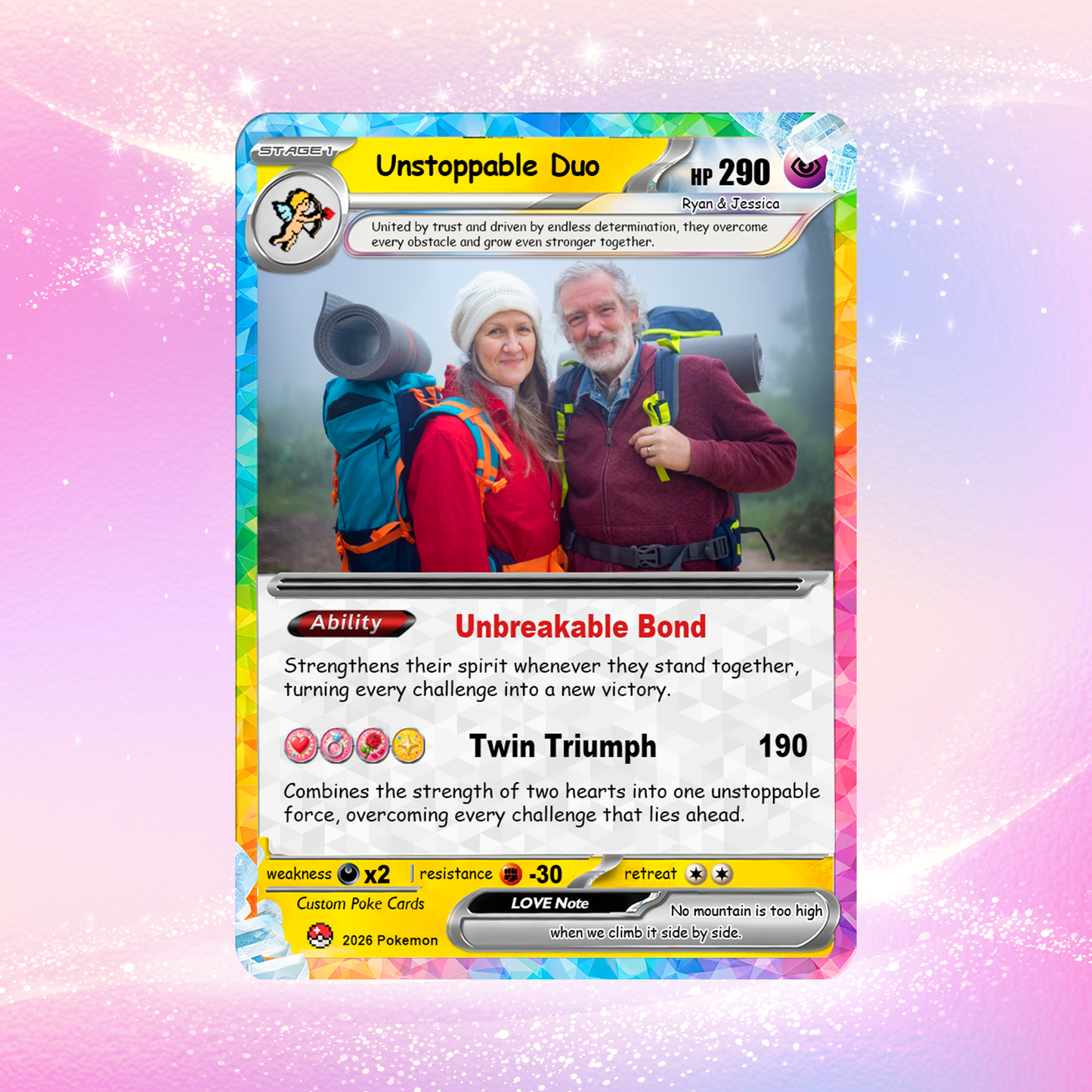 Personalized Poke Cards by Ghibli & Comic Anime Style, Custom Pokémon Cards with Animated Picture, Customizable Pokémon Gift for Him and Her - CPC-152