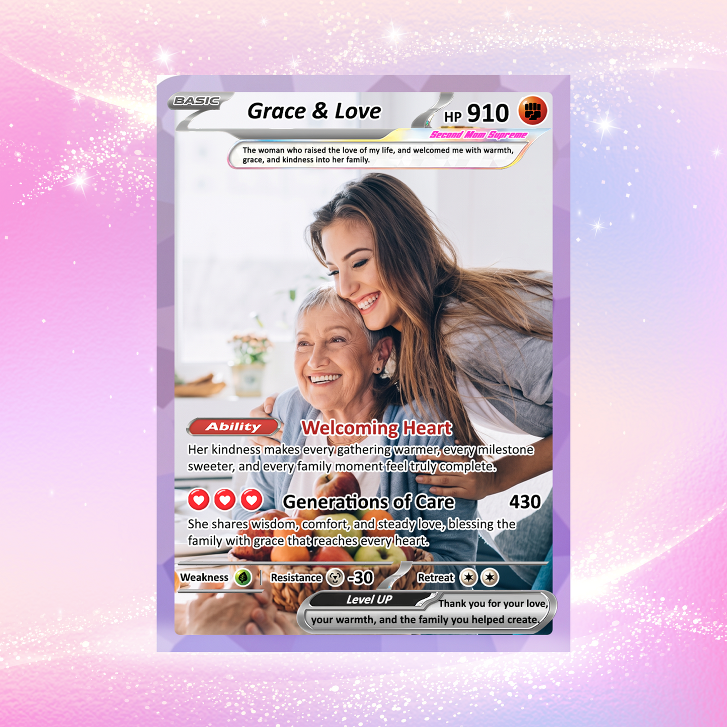 For Mother-in-Law Happy Mother's Day Custom Pokémon Card - Anime-Inspired Personalized Pokemon Card for Mom | Gift from Daughter-in-Law or Son-in-Law - Customizable Trading Cards - CPC-102