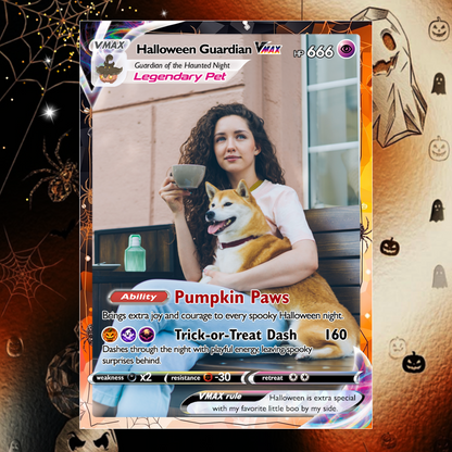 Halloween Custom Pokémon Cards with Animated Photo, Personalized Pokemon Cards, Unique Gift for Pet Lovers, Pet Dad, Pet Mom, Dog Dad & Dog Mom - CPC-hlw-06