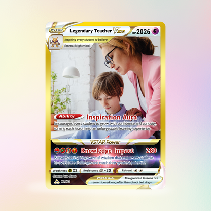 Legendary Teacher Custom Pokemon Cards, Teacher Appreciation Gift Card, Change Your Photo to Anime Styles, Thank You Teacher Gift, Personalized Pokemon Cards - CPC-BTS-07
