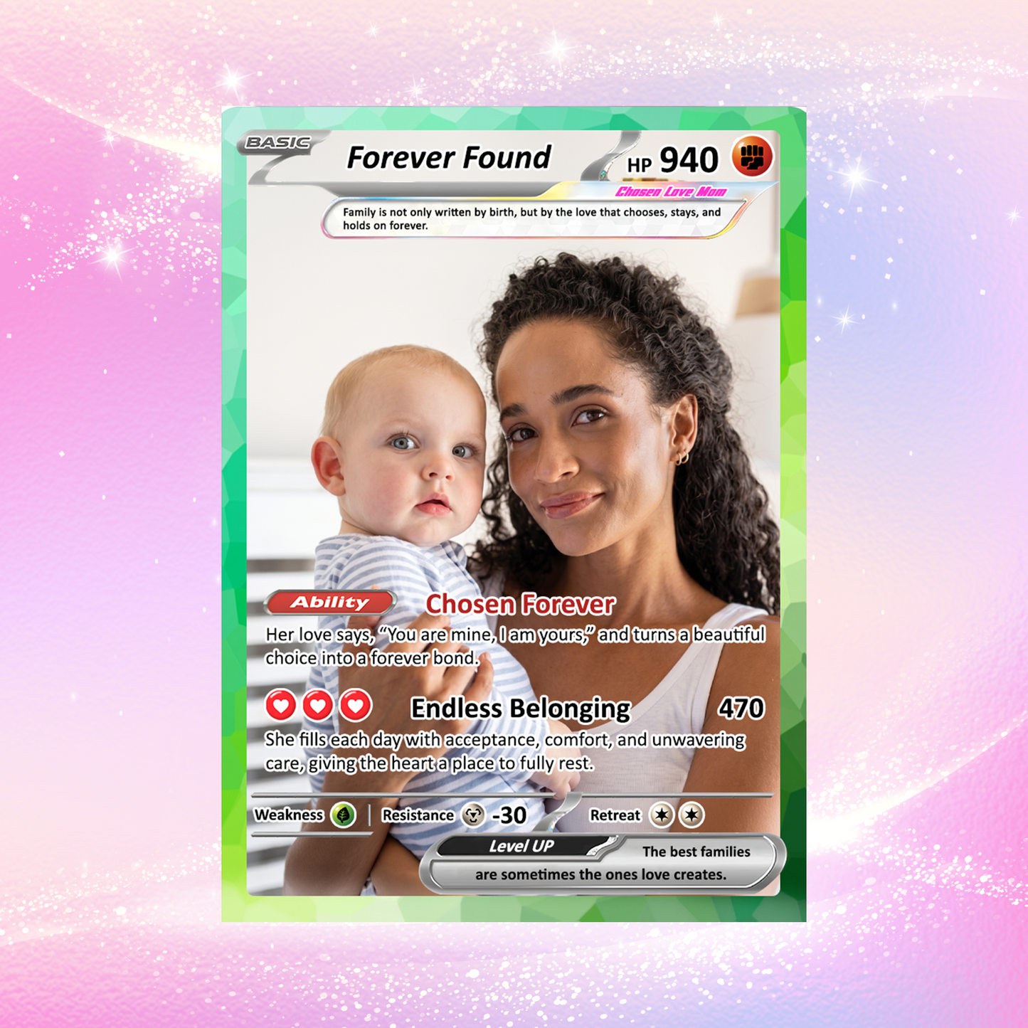 For Adoptive Mom Happy Mother's Day Custom Pokémon Card - Anime-Inspired Personalized Mother’s Day Gift Celebrating Chosen Family | Perfect Gift for Adoptive Mom - CPC-104
