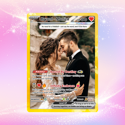 Custom Poke Card for Couple - Anime-Inspired Ghibli Aesthetic Pocket Monster Gift - Holographic Effect Available - CPC-20