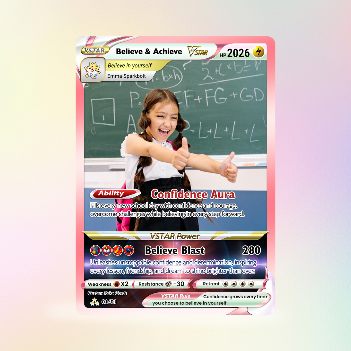 Back to School Custom Pokémon Card - Personalized Pokémon Card with Anime Picture for Kids, Students - First Day of School Gift from Parents - CPC-BTS-18