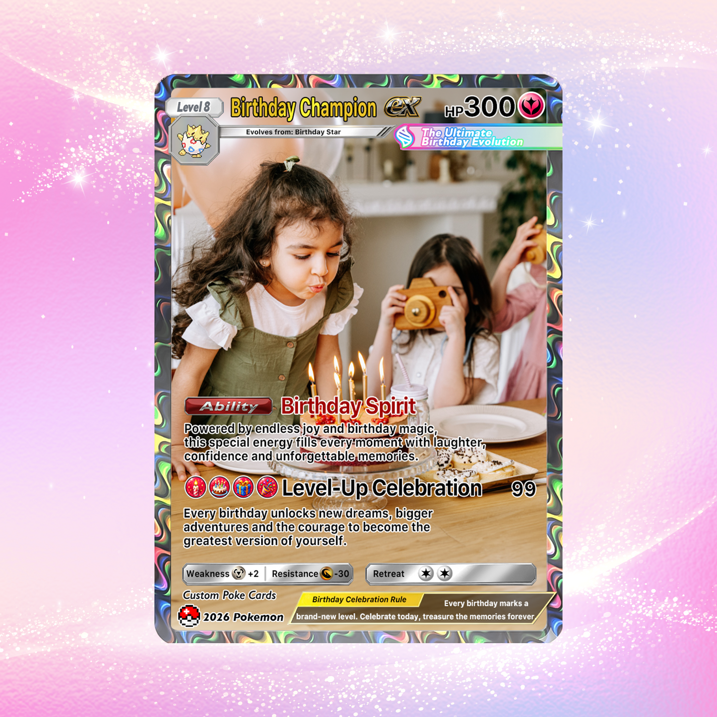 Happy Birthday Custom Pokémon Card - Personalized Pokémon Card for Date of Birth - Customizable Pokémon Gift from Parents, Grandparents for Kids - CPC-DOB-01