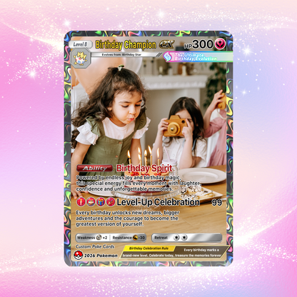 Happy Birthday Custom Pokémon Card - Personalized Pokémon Card for Date of Birth - Customizable Pokémon Gift from Parents, Grandparents for Kids - CPC-DOB-01