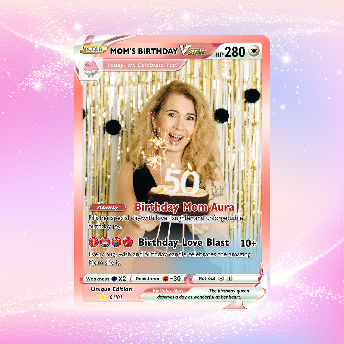 Happy Birthday Custom Pokémon Card for Moms - Personalized Pokémon Card by Animated Photo - Customizable Pokémon Gift from Kids, Husband for Mom & Wife - CPC-DOB-04