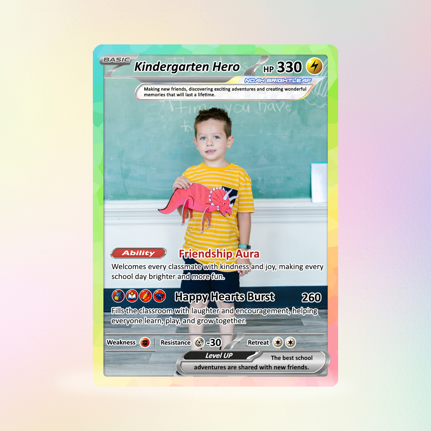 First Day of School Personalized Pokémon Card - Custom Anime Pokémon Card for Kids - Kindergarten Graduation Gift, First Grade Gift from Parents - CPC-BTS-10