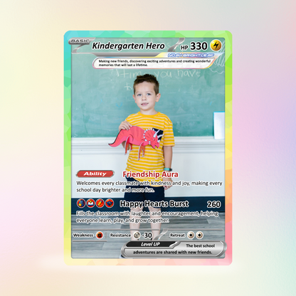 First Day of School Personalized Pokémon Card - Custom Anime Pokémon Card for Kids - Kindergarten Graduation Gift, First Grade Gift from Parents - CPC-BTS-10