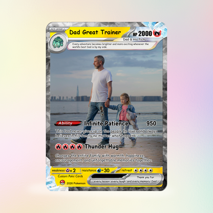 Happy Father's Day Custom Pokémon Card - Comic Anime Style Personalized Pokémon Card for Dad - Perfect Gift for Dad - CPC-116