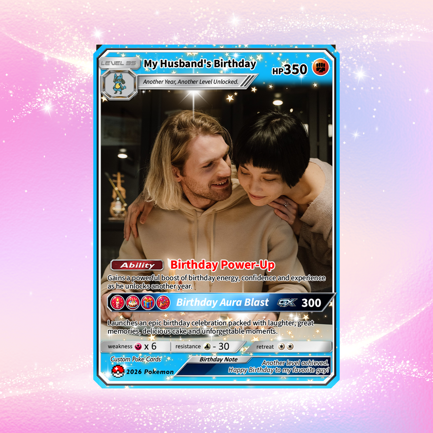 Happy Birthday Custom Pokémon Card for Him - Personalized Pokémon Card by Animated Photo - Customizable Pokémon Gift from Girlfriend, Wife for Boyfriend & Husband - CPC-DOB-07