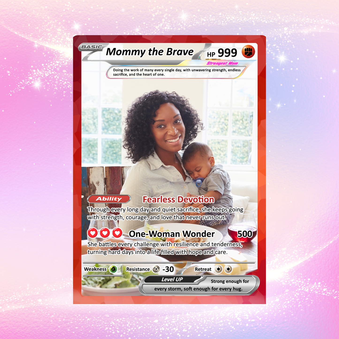 For Single Mom Happy Mother's Day Custom Pokémon Card - Anime-Inspired Personalized Mother’s Day Gift for the Strongest Mom Ever | Gift for Single Moms - Customizable Trading Cards - CPC-103