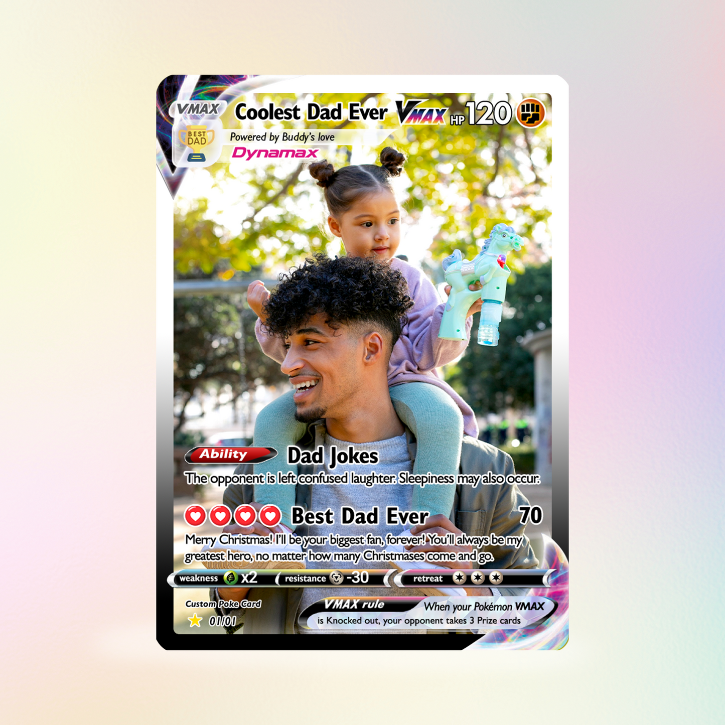 Coolest Dad Ever Pokemon Card, Custom Pokemon Card - Anime-Inspired Personalized Pokemon Card for Dad - Perfect Gift for Dad - CPC-55