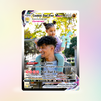 Coolest Dad Ever Pokemon Card, Custom Pokemon Card - Anime-Inspired Personalized Pokemon Card for Dad - Perfect Gift for Dad - CPC-55